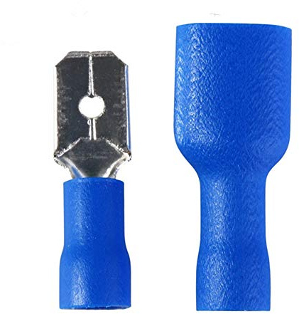 100Pcs Crimp Connectors,Electrical Connectors, Spade Wire Connector Crimp 50 Female and 50 Male(Blue)