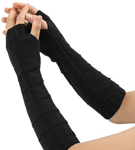 Amorar Armstulpen Winter Fingerlose Handschuhe Damen Gestrickte Armwärmer Stulpen lang Handstulpen Fausthandschuhe Pulswärmer
