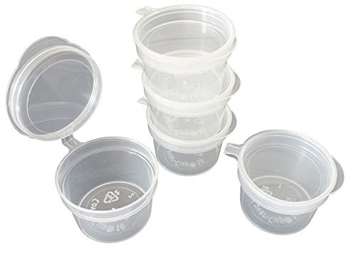 SHC Web 20 x Mini 10ml Hinged Lid Food Pots - Holds 2 Teaspoons Full - Spices/Herbs/Dips/Sauces/Portions Freezer/Microwave