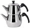 Serenk Modernist - Juego de tetera turca de acero inoxidable Caydanlik, tetera de 1 L, tapa de tetera de 1,5 L, mango negro, fabricado en Turquía