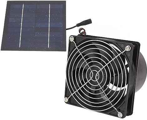 Soldriven avgasfläkt, 50 W solpanel + höghastighetsavgasfläkt, bärbar soldriven fläkt väggmontering, ventilation och kylventil för kycklingkop, växthus, skjul, husdjurshus