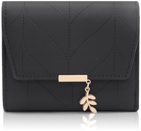 REETEE Damen Geldbeutel aus Weichem Veganem Leder Kleine Portemonnaie Damen mit Vielen Fächern, Mini Portmonee Damen mit Münzfach und Kartenfächer Frauen Geldbörs (A-schwarz)