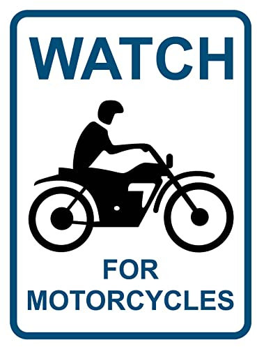 'Watch For Motorcycles Varningsskylt metall plåtskylt metallaffisch minnessak för utomhus inomhus 20 x 30 cm