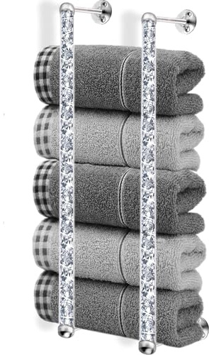 Meetart Handtuchhalter für Badezimmer, Kristall, zerkleinerte Diamant-Wand-Handtuchstange, 2 Stangen, Badezimmer-Handtuch-Organisation für gerollte Handtücher, gerollte Decke (50,8 cm)