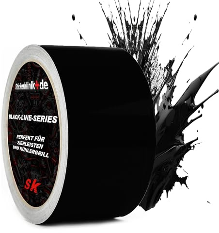 1A Style Sticker Blackline-Serie Zierleisten Folie zum Folieren von Auto Chromleisten Frontgrill 10M Selbstklebend (Schwarz Matt, 50mm)