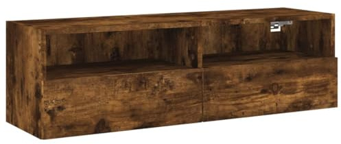 vidaXL Väggmonterad tv-bänk rökfärgad ek 100x30x30 cm konstruerat trä, väggenhet, väggmonterad TV-enhet, väggmonterat skåp, TV-väggenhet, hängskåp