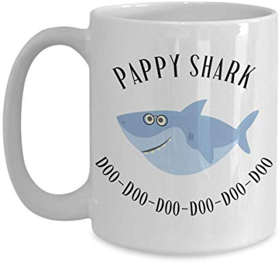 YIVXA Mug 11 oz Pappy Shark Mug Birthday Gift for Pappy Christmas Gift for Grandpa Tea Cup from Granddaughter Gag Gifts for Dad Baby Shark Fan Gift for Men