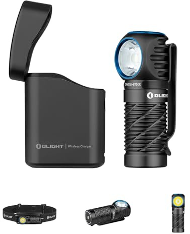 OLIGHT Perun 3 Mini Kit Lampada Frontale 1250 Lumen, Torcia Ricaricabile con Powerbank 5000mAh Portata 155m IPX8 5 Modalità Luce Ideale per Outdoor Trekking e Lavoro (Nero)