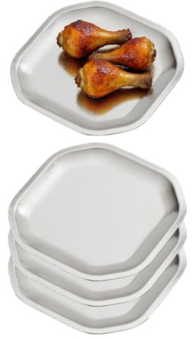 SANQIAHOME rostfritt stål förrättstallrik 15 cm x 15 cm, set om 4, silver