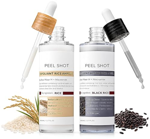 Peel Shot Glow Rice Ampoule Duo, White & Black Rice Exfoliant Serum