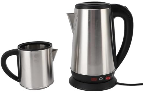 FAUOSWUK Té Eléctrico Hervidor de té, Hervidor de Agua Caliente Eléctrica con Tetera de té Turca de Acero Inoxidable de Acero Inoxidable 1800W, 1L 2L Opcional (Enchufe de la UE 220V)