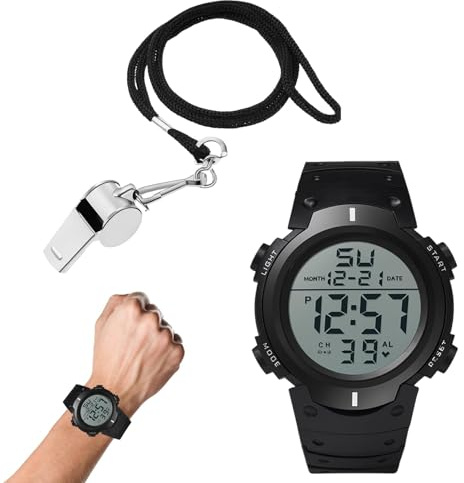 Referee Watch, Stopwatch Wrist Stop Watches Suitable Match Referee and Coach & Men Women Running Swimming & Outdoor Training, With Alarm/Timer Backlight, Night Mode with Whistle