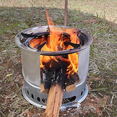 Brasero Exterieur Portable, Amovible, Coupe-vent, Sans Fumée, Poele Bois pour la Randonnée, la Pêche, le Chauffage et la Cuisine