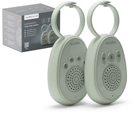 Nuvita 3020 Baby Monitor Audio con Rumore Bianco – Connessione Sicura 2.4 GHz, Audio Bidirezionale, Ricaricabile, Fino a 30h di Autonomia, Ninne Nanne e Timer