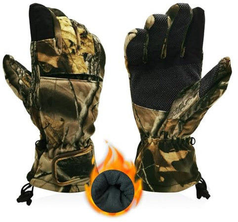 Intra-FIT Camo Hunting Gloves for Men, Camouflage Cold Weather Gloves, Insulated, Water Repellent, Winter Outdoor Gloves