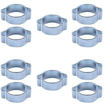 Double Ear Hose Clamps Crimp Hose Clips for Gas Water Oil Pipe 9-11 mm 10pcs