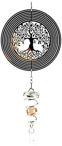 Felenny Carillones de Viento Carillón de Viento Árbol de La Vida Carillón de Viento Giratorio de Acero Inoxidable Decoración para Exterior Decoración Al Aire Libre Patio Jardín Hogar