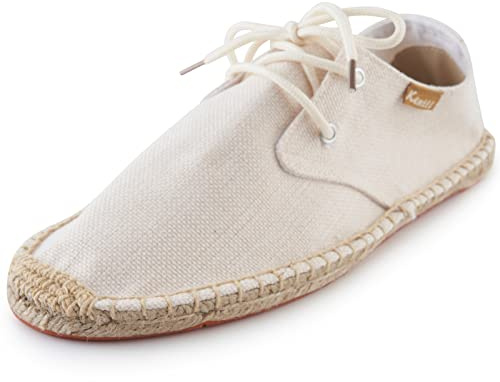 Kentti Herren Classic Solid Covered Lace-Up Espadrilles Beige 42 EU