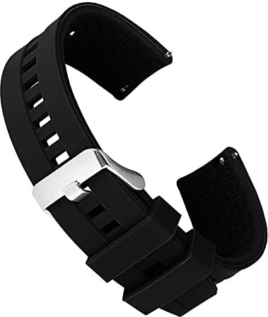 Cobee Silicone Watch Bands - Quick Release - Replacement Watch Strap, Waterproof Universal Watchband with Silver Buckle for Men Women Compatible with Smart/Sport Watch Straps(22mm, Black)