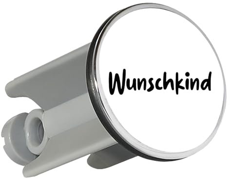 Huuraa Waschbeckenstöpsel Wunschkind Schriftzug Geschenk 4cm für Waschbecken Abflussstopfen Wunschkind Geschenkidee