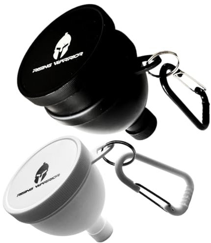 Rising Warrior Small & Large 2-Pack | Portable Protein Powder Water Bottle Funnel | Perfect for Pre-Workout, BCAA's, and Protein Powder | Keychain Water Bottle Supplement Container to-Go