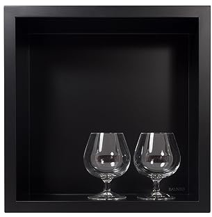 Balneo Wall-Box One Duschnische 30 x 30 x 10 cm, Edelstahl, Schwarz | Edelstahl AISI 304, Rahmen 18,7 mm, 1 % Gefälle, 100 % wasserdicht, 10 J. + 2 J. Beschichtung