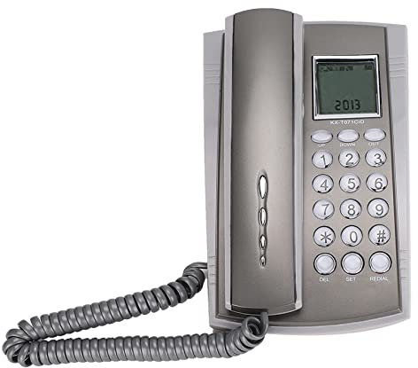KX-T071CID Teléfono con Cable con Identificador de Llamadas, Teléfono Fijo Montable en la Pared para el Hogar, Oficina, Hotel, Gris