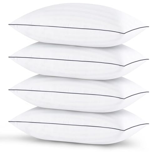 GOHOME Pillows Standard Size Set of 4 - Bed Pillows for Sleeping 4 Pack, Cooling Supportive Hotel Pillows with Premium Soft Down Alternative Fill for Side Stomach and Back Sleepers