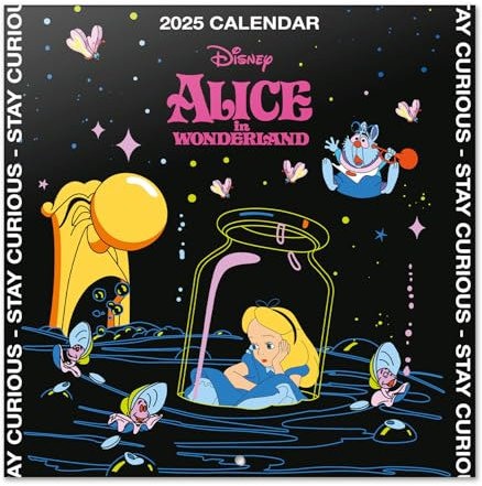 Grupo Erik Kalender 2025 Wandkalender 2025 Disney Alice im Wunderland Kalender 2025 Familienplaner 2025 30 x 30 cm Jahreskalender Familienkalender 2025 - Offizieller Disney Fanartikel