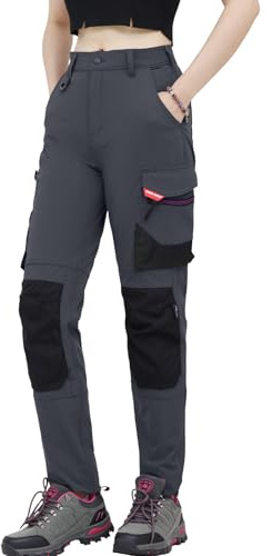 WORK IDEA Women's Slim-Fit Stretch Work Trousers: Critical Areas of Cordura Fabric - Durable Elegance with Feminine Design for the most demanding professional needs., Gray-Type2, 34