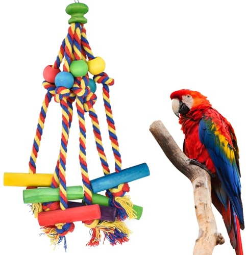 Giocattolo da Masticare Uccelli Colorato, Giocattolo da Masticare Pappagallo in Materiali Naturali, Giocattoli Pappagallo Promuove L'attività e Salute, Perfetto per Uccelli di Piccola e Media Taglia
