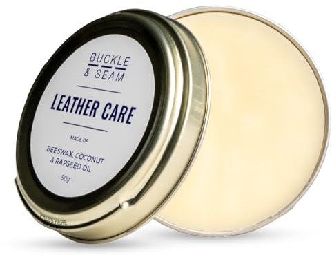 Buckle & Seam Lederpflege - Pflege für Ledercouch Auto Glattleder Schuhe Sofa Schuhpflege Leder Lederschuhe Lederbalsam Ledersofa Jacke Lederwachs Kunstleder Bienenwachs Pflegemittel Schuh Taschen
