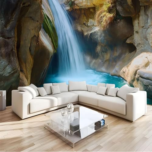 Fotomural Efecto Paisajes Naturales 3D Papel Tapiz, Cañones Cascadas Papel Pintado Papel Tapiz 3D Decoración De La Pared Murales, Sala De Estar Dormitorio Papel Pintado 150Anx105Al Cm
