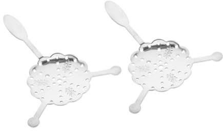 Garneck 2piezas Cuchara Filtro Inoxidable Mango Triple Cubo De Azúcar Colador Para Bar y Hogar