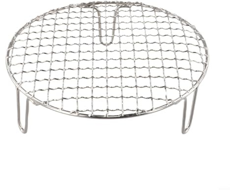 Rundes Kühlgitter, tragbares Edelstahl-Grillrost, Grillrost für Picknicks, Grill, Netz mit Beinen zum Backen, Kochen, Dämpfen für Zuhause (20 cm)