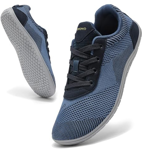 Uwowd Barfuss Schuhe Damen Barfußschuhe Herren Breite Zehenbox Zero-Drop-Sohle Barefoot Shoes Leicht Bequem Barfuß Sneaker Atmungsaktiv rutschfest Sommer Sport Outdoor Blau 40
