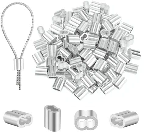Watproofit Seilklemmen 2mm, 200 Stück Aluminium Quetschhülsen Doppelhülsen, Pressklemmen & Klemmhülsen für Drahtseile und Kabel, Robust für DIY, Garten, Zaun & Befestigungen