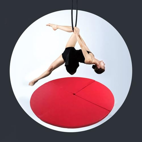 Sicherheitsmatte für Lyra-Hoop-Reifen, verdickte Sicherheitsmatte für Aerial Yoga/Pole Dance, faltbare Fitnessmatte für Erwachsene und Kinder (Schwarz, 150 cm x 5 cm (59 x 2)) (Rot, 200 cm x 3