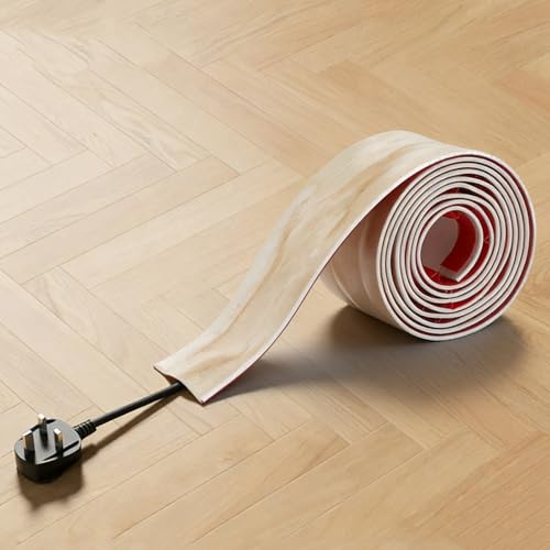 Canalina Passacavi Calpestabile in ​​PVC, Passacavi Pavimento, Ritagliabile, Autoadesivo, Protezione Decorativa per Cavi, per Soffitto, Angoli, Pavimento e Pareti(Beige,5.5x100cm/2x39in)