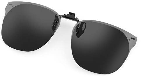 Kiiwah Solglasögon med klämma för män och kvinnor, polariserade clip-on-solglasögon över receptbelagda glasögon, rund ram, uppfällbart solskydd för glasögon för utomhusaktiviteter, körning, fiske