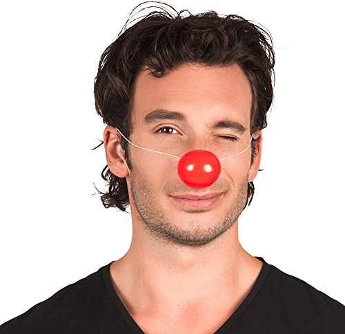 Boland 55522 - Clownsnase aus Plastik, mit Gummiband, 24 Stück, Rot, super Halt, Spaßmacher, Accessoire, Mottoparty, Karneval