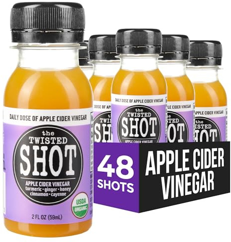 The Twisted Shot – Apple Cider Vinegar Shots with Ginger, Turmeric, Honey, Cinnamon & Cayenne | Drink for Digestion, Immunity & Gut Health | Ready to Drink | 48, 2 oz Bottles