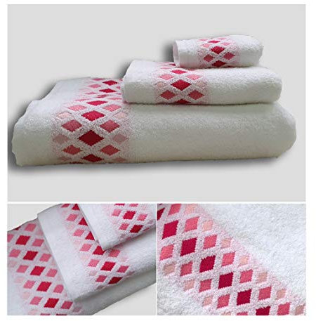 Energy Colors Textil - Hogar - Cenefa Turca - Juego de Toalla 3 Piezas 100% Algodón de 500 Gramos (Blanco Camel)