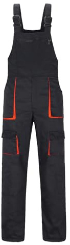 Yukirtiq Homme Salopette de Travail Chantier Bleu de Travail Combinaison de Travail Pantalon de Travail Bretelles Salopette pour Jardinage, Noir, S