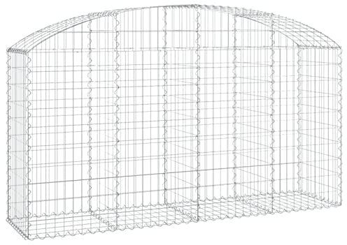 Tidyard Cesto Gabbione ad Arco,Gabbioni Metallici per Sassi,Gabbioni da Giardino e da Esterno,Gabbione per Decorative,Gabbione Metallico,Gabbione per Pietra,200x50x100/120 cm Ferro Zincato