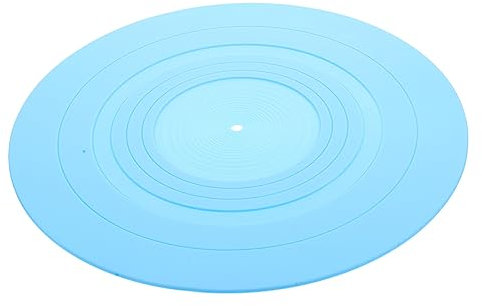 OFFSCH Tapis De Protection Silicone pour Platine Vinyle Matelas Antichoc Et Anti-Vibration pour Disques Accessoire Pratique pour Tourne-disques Diamètre Couleur Bleue