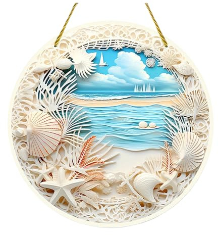 CavspkArt Ocean Wave Beach Ornament Acrylic Creative Ocean-themed Hanging Decoration Sun Catcher Beach Hanging Ornaments with lanyard Sea Window Hangings Decor for Bedroom drawing room Office