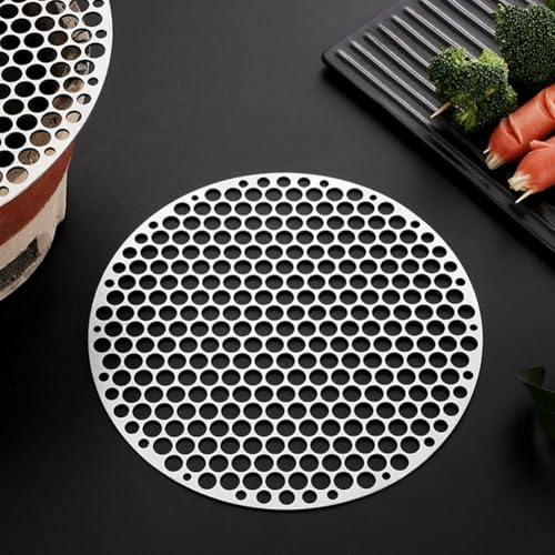 FACULX Tapis de barbecue en acier inoxydable, grille de cuisson en acier inoxydable pour barbecue, grille ronde pour four en carbone, filet de barbecue (30 cm)