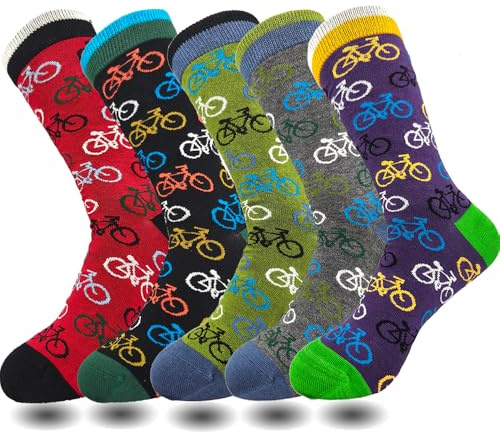 Lavencious Calzini da uomo in bambù, a metà polpaccio, per ciclismo, sport, abiti, taglie 42-46, 46-46, Bicicletta multicolore 2, 10-13