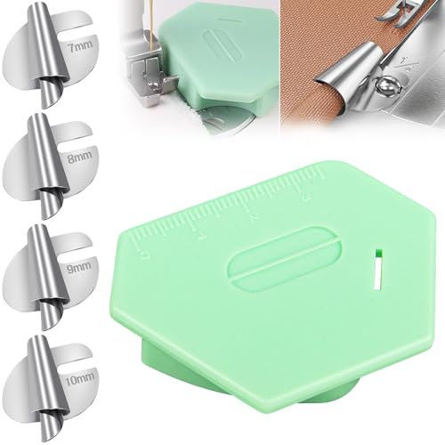 Magnetic Seam Guide for Sewing Machine, 4 Sizes Sewing Machine Accessories Rolled Hem Presser Foot(7-10mm), Polygonal Strong Magnetic Gauge, Multifucntional Seam Guide Hemmer Guide with Scale